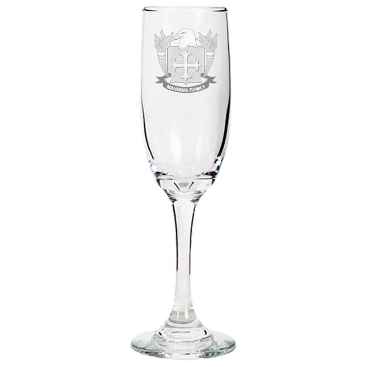 AmericansPower USA Drinkware - Manning American Family Crest Champagne Flute A7 | AmericansPower