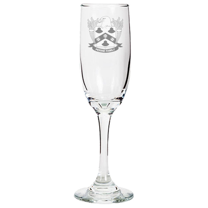 AmericansPower USA Drinkware - Perine American Family Crest Champagne Flute A7 | AmericansPower