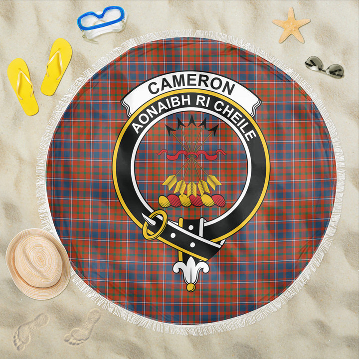 1sttheworld Blanket - Cameron of Lochiel Ancient Clan Tartan Crest Tartan Beach Blanket A7 | 1sttheworld
