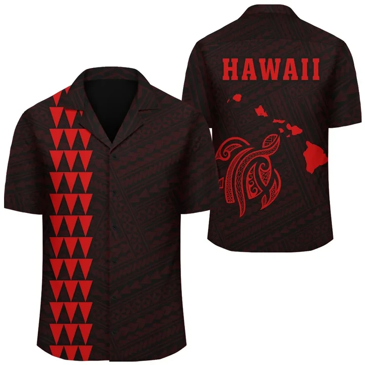 AmericansPower Shirt - Kakau Polynesian Turtle Map Hawaii Shirt Red
