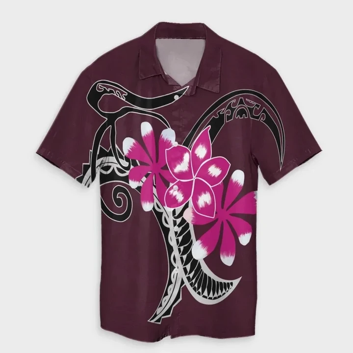 AmericansPower Shirt - Hawaiian Plumeria Polynesian Pink Hawaiian Shirt