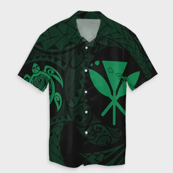 AmericansPower Shirt - Hawaiian Kanaka Turtle Polynesian Hawaiian Shirt Green