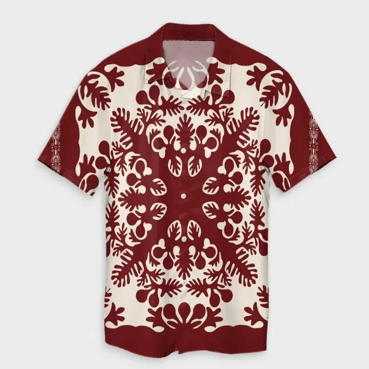 AmericansPower Shirt - Hawaiian Palm Tree Quilt Tradition Red Hawaiian Shirt