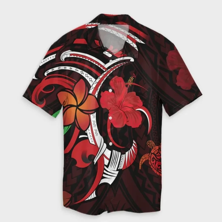 AmericansPower Shirt - Hawaiian Turtle Hibiscus And Plumeria Flower Polynesian Hawaiian Shirt