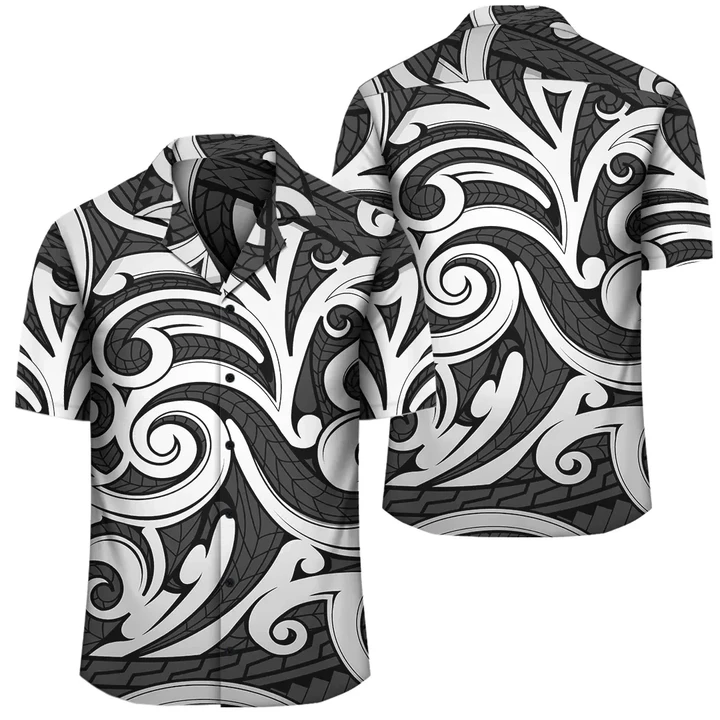 AmericansPower Shirt - Polynesian Maori Ethnic Ornament Gray Hawaiian Shirt