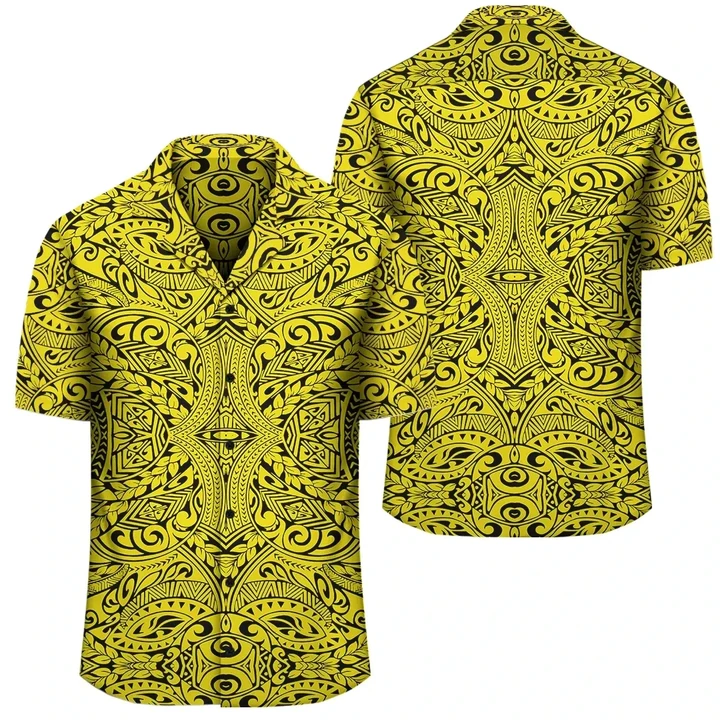 AmericansPower Shirt - Polynesian Culture Yellow Hawaiian Shirt
