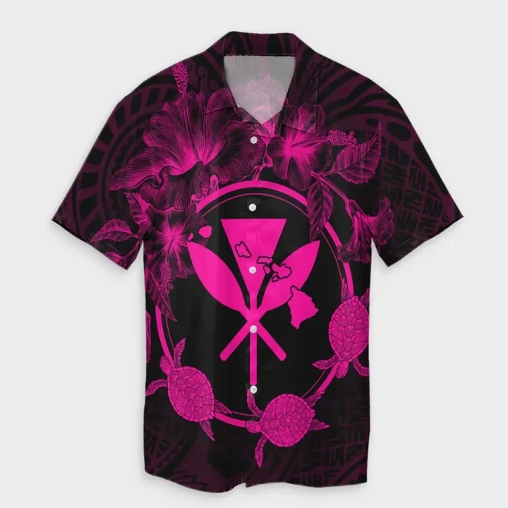 AmericansPower Shirt - Hawaii Kanaka Turtle Hibiscus Polynesian Hawaiian Shirt Anthea Style Pink