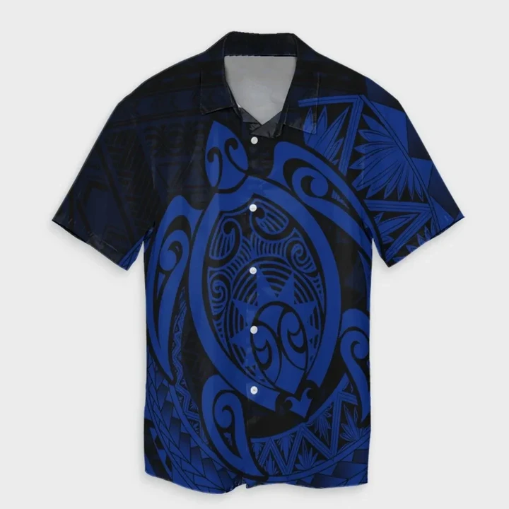 AmericansPower Shirt - Hawaii Polynesian Turtle Hawaiian Shirt Blue