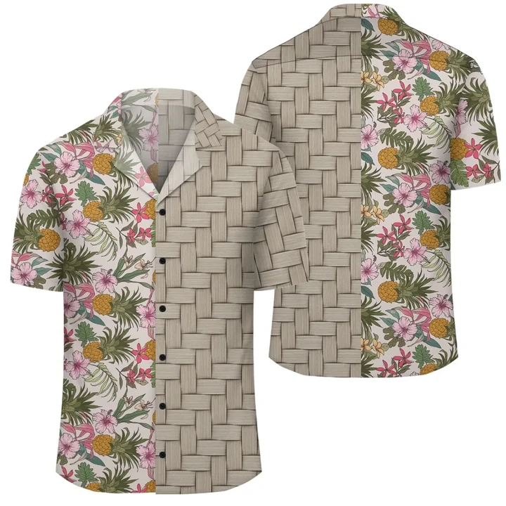 AmericansPower Shirt - Tropical Pineaapple Lauhala Moiety Hawaiian Shirt