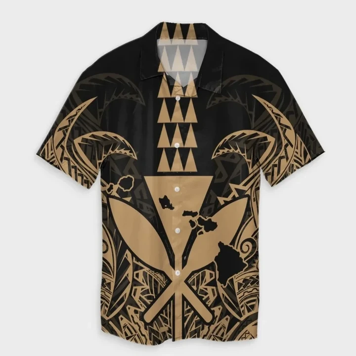 AmericansPower Shirt - Hawaii Polynesian Kanaka Kakau Hawaiian Shirt Alan Style Gold