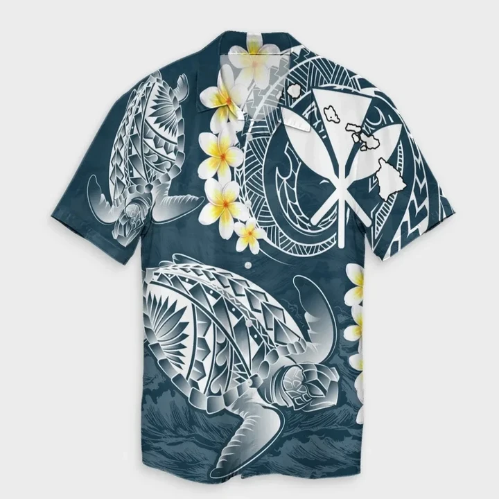 AmericansPower Shirt - Hawaii Turtle Plumerian Polynesian Hawaiian Shirt Sease Style