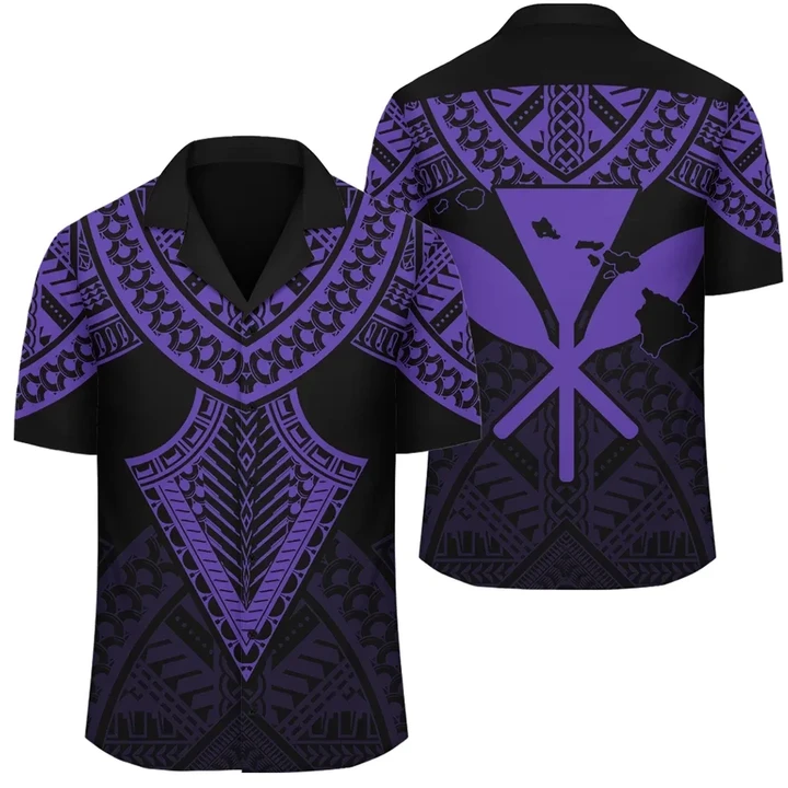 AmericansPower Shirt - Hawaii Polynesian Limited Hawaiian Shirt Tab Style Purple