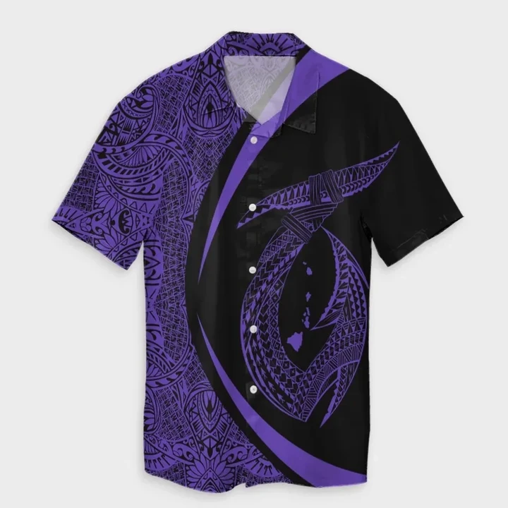 AmericansPower Shirt - Hawaii Fish Hook Polynesian Hawaiian Shirt Circle Style Purple