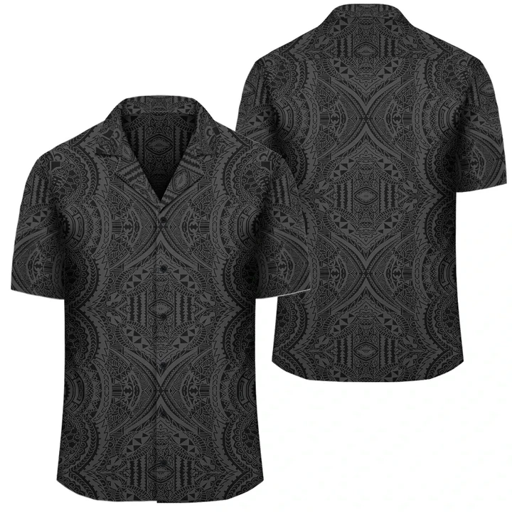 AmericansPower Shirt - Polynesian Symmetry Gray Hawaiian Shirt
