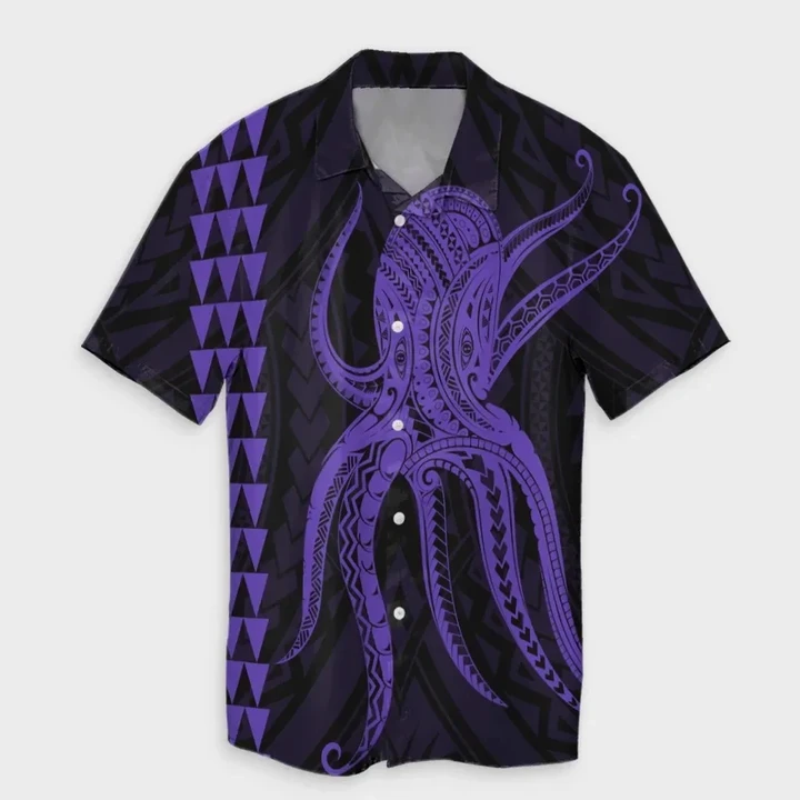 AmericansPower Shirt - Hawaii Octopus KaKau Polynesian Hawaiian Shirt Purple
