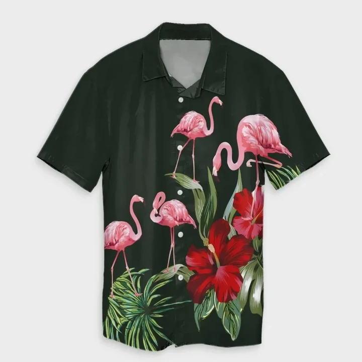 AmericansPower Shirt - Hawaii Hibiscus Flamingo Hawaiian Shirt