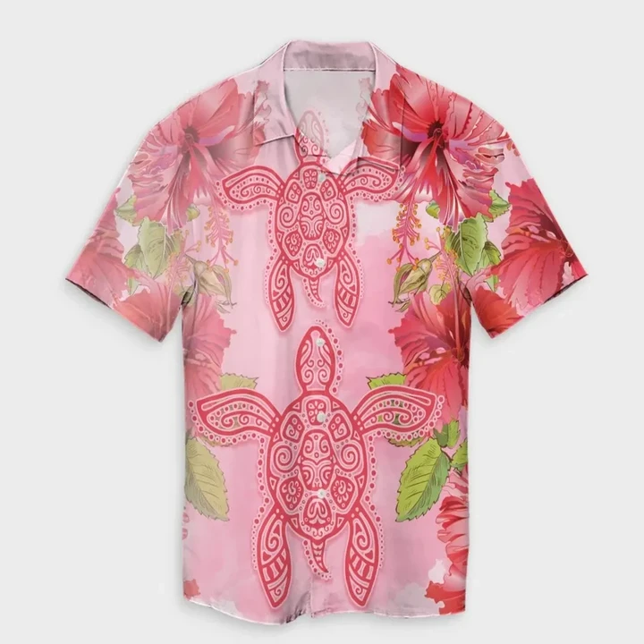 AmericansPower Shirt - Hawaii Turtle Hibiscus Hawaiian Shirt Pink Style
