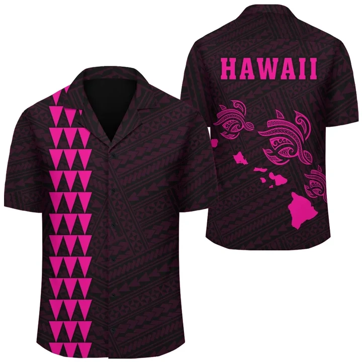 AmericansPower Shirt - Kakau Polynesian Three Turtles Map Hawaii Shirt Pink