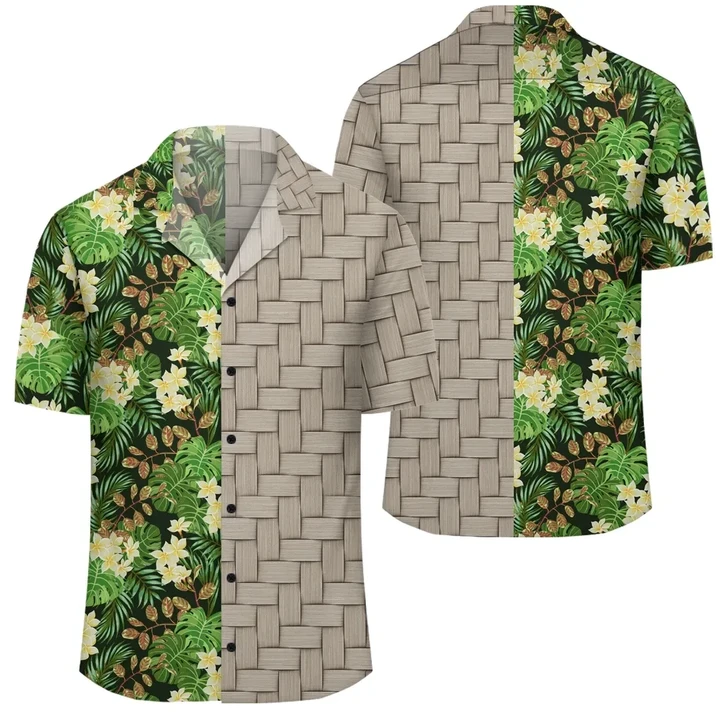 AmericansPower Shirt - Hawaii Tropical Leaves And Plumeria Lauhala Moiety Hawaiian Shirt