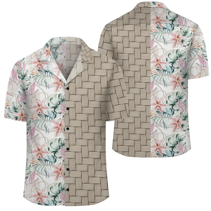 AmericansPower Shirt - Tropical Pattern With Orchids Leaves And Gold Chains Lauhala Moiety Hawaiian Shirt