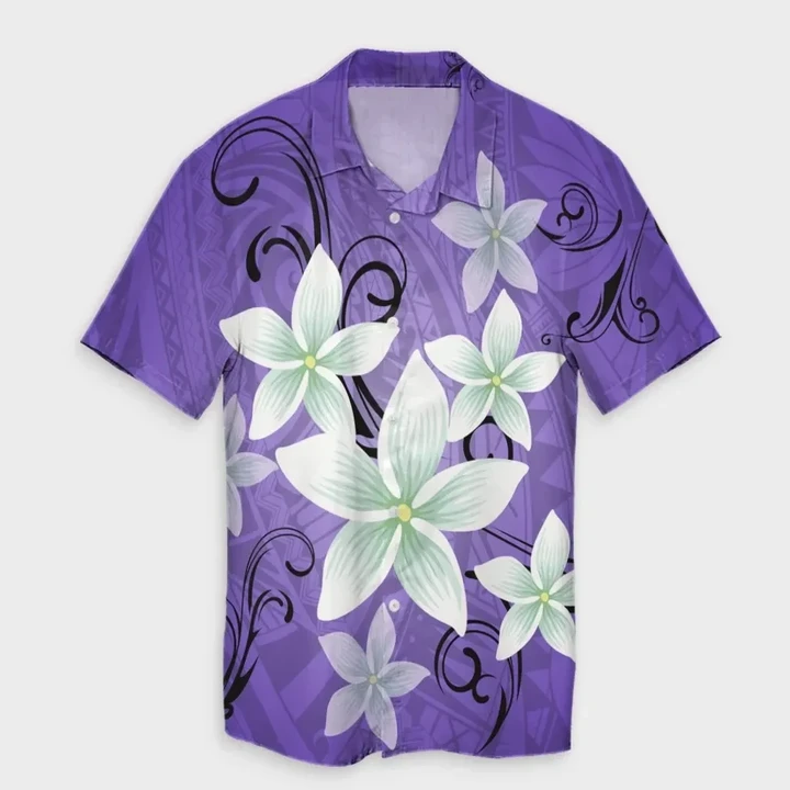 AmericansPower Shirt - Hawaiian Plumeria Polynesian Hawaiian Shirt Purple