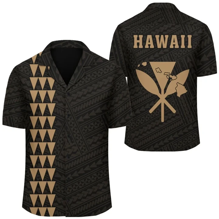 AmericansPower Shirt - Kakau Polynesian Kanaka Map Hawaii Shirt Gold