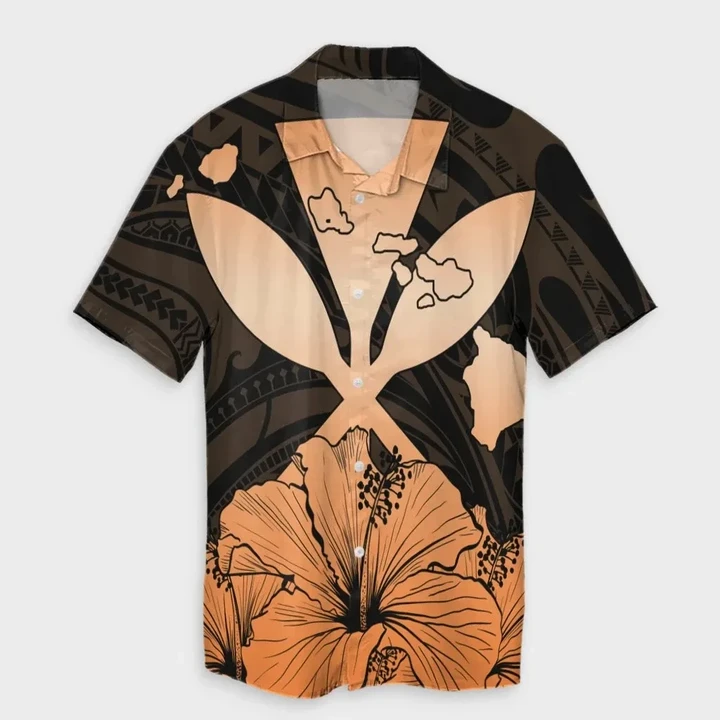 AmericansPower Shirt - Hawaiian Kanaka Hawaiian Shirt Hibiscus Polynesian Love Orange