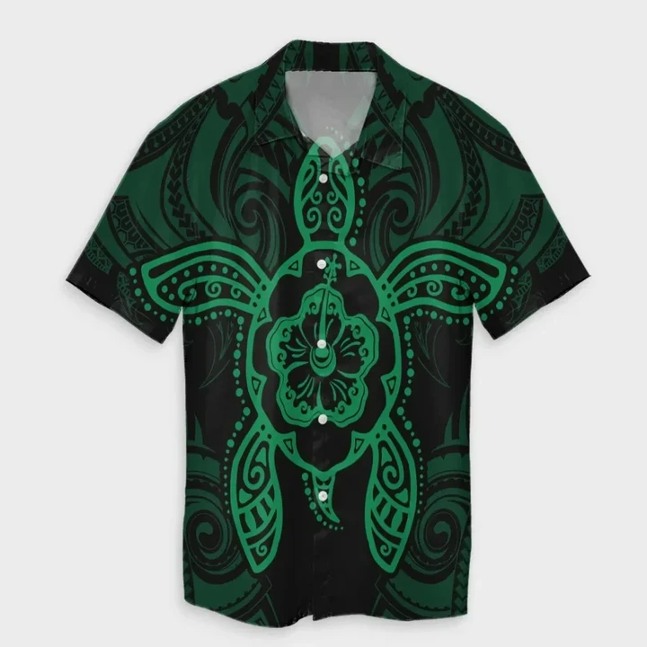 AmericansPower Shirt - Hawaii Turtle Fixed Green Hawaiian Shirt