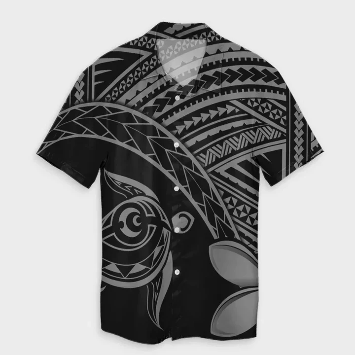 AmericansPower Shirt - Hawaiian Turtle Plumeria Kakau Polynesian Quilt Hawaiian Shirt Neo Gray