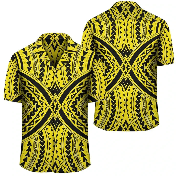 AmericansPower Shirt - Polynesian Tradition Yellow Hawaiian Shirt