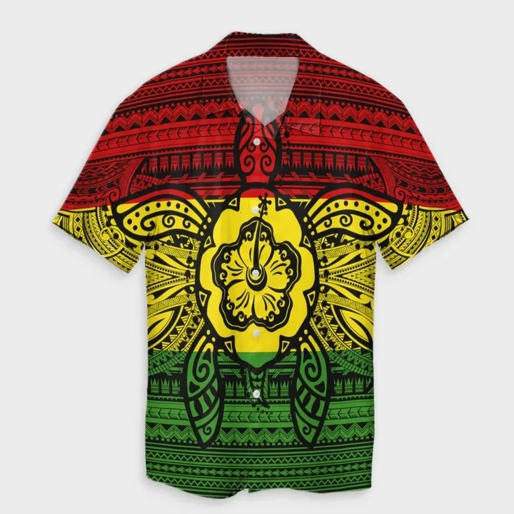AmericansPower Shirt - Hawaiian Turtle Polyensian Tribal Hawaiian Shirt Reggae