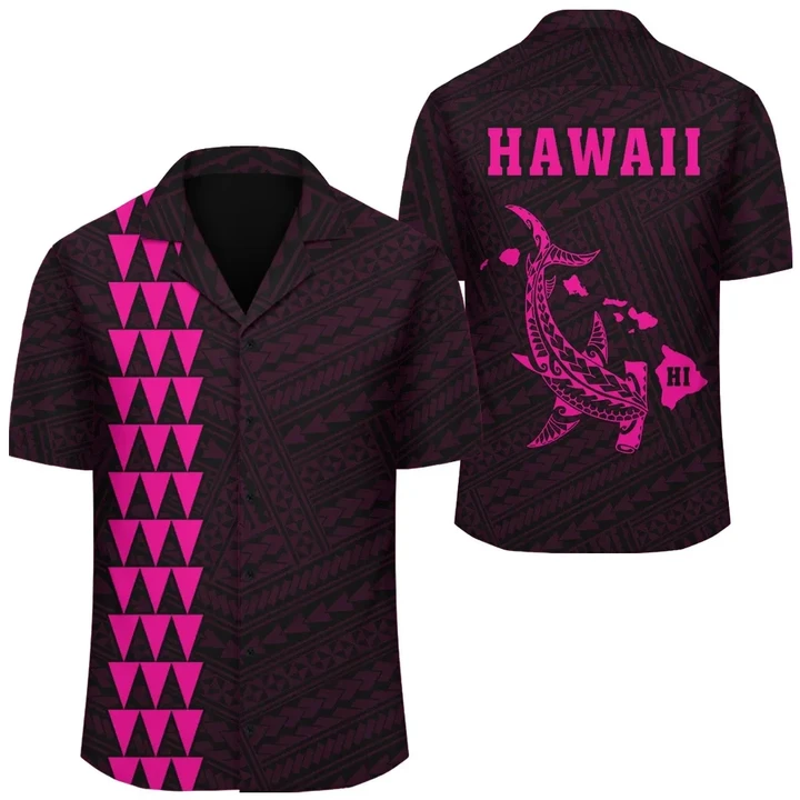 AmericansPower Shirt - Kakau Polynesian Hammerhead Shark Map Hawaii Shirt Pink