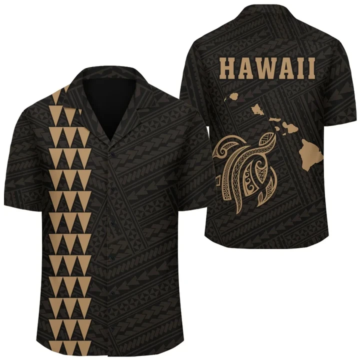 AmericansPower Shirt - Kakau Polynesian Turtle Map Hawaii Shirt Gold
