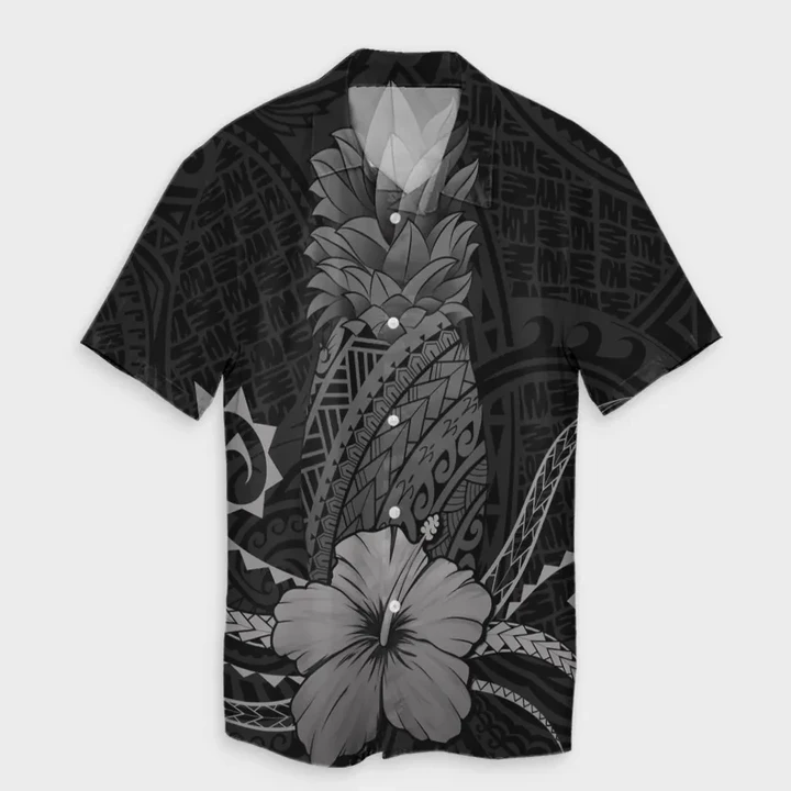 AmericansPower Shirt - Hawaii Polynesian Pineapple Hibiscus Hawaiian Shirt Gray