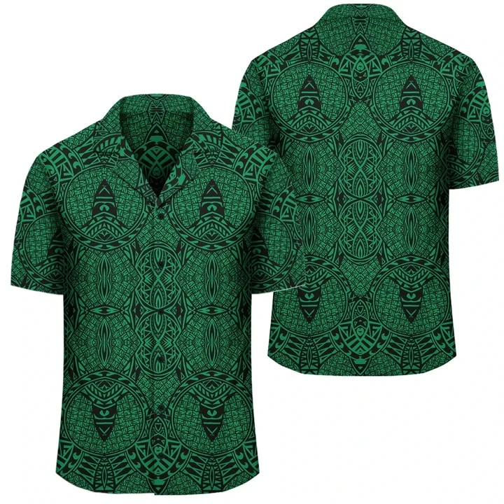 AmericansPower Shirt - Polynesian Lauhala Mix Green Hawaiian Shirt