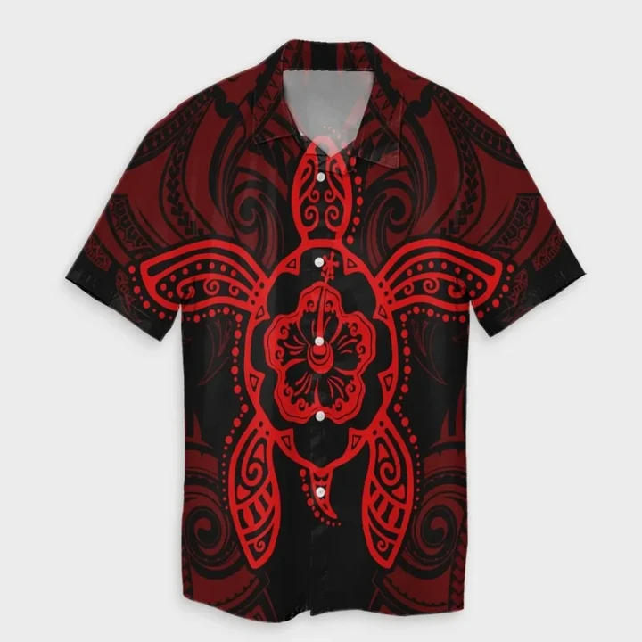 AmericansPower Shirt - Hawaii Turtle Fixed Red Hawaiian Shirt