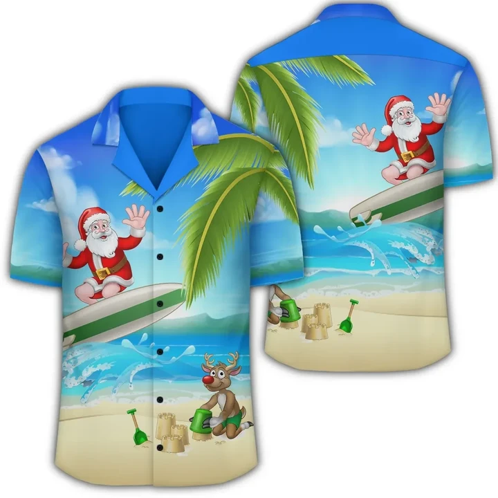 AmericansPower Shirt - Hawaii Santa Claus Surf Hawaiian Shirt