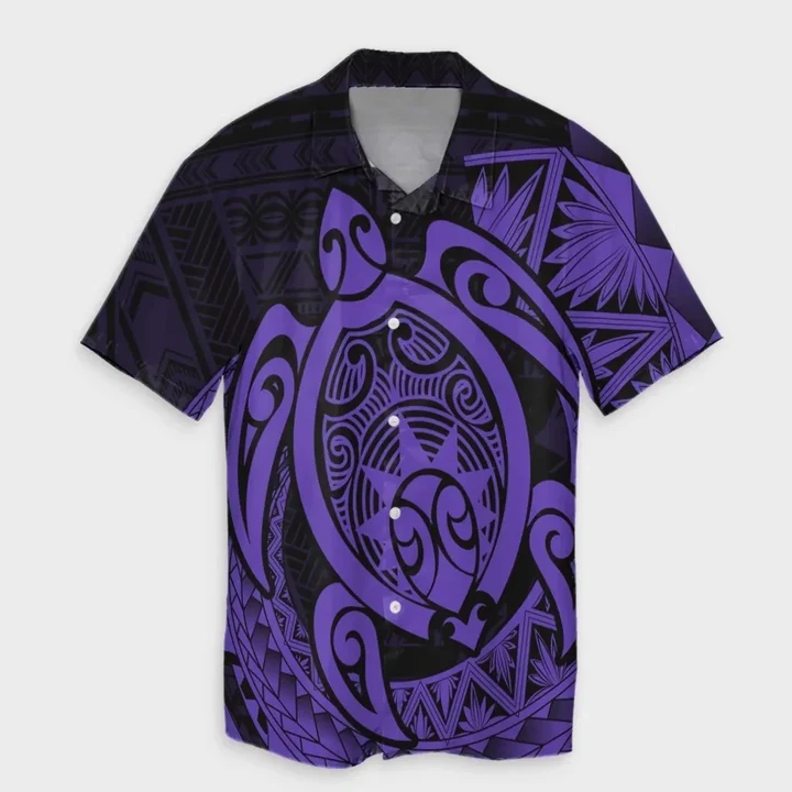 AmericansPower Shirt - Hawaii Polynesian Turtle Hawaiian Shirt Purple
