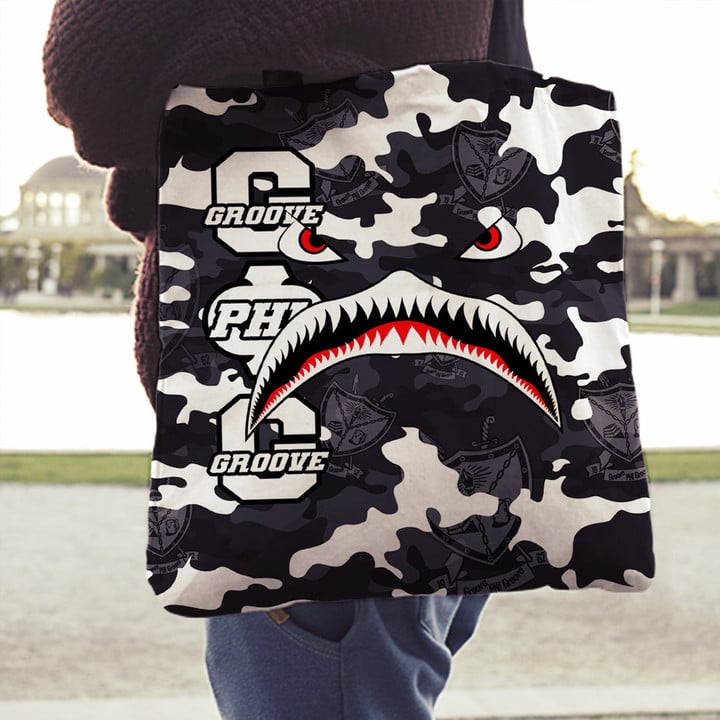AmericansPower Tote Bag - Groove Phi Groove Full Camo Shark Tote Bag | AmericansPower
