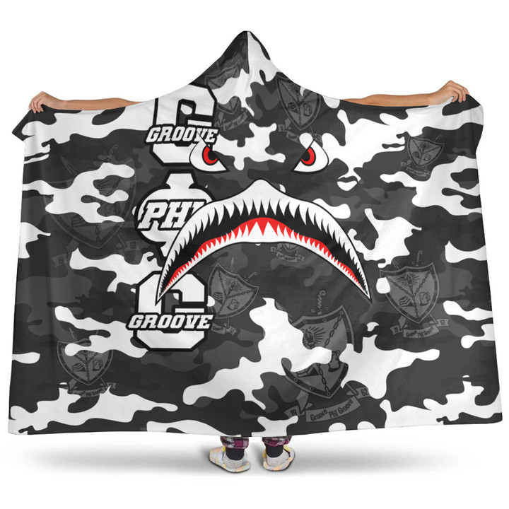 AmericansPower Hooded Blanket - Groove Phi Groove Full Camo Shark Hooded Blanket | AmericansPower
