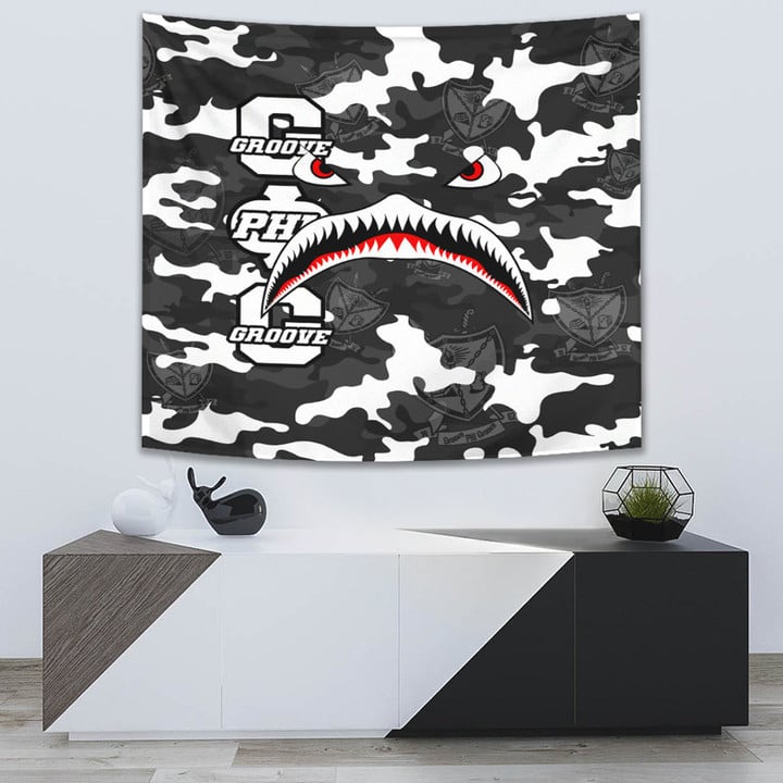 AmericansPower Tapestry - Groove Phi Groove Full Camo Shark Tapestry | AmericansPower
