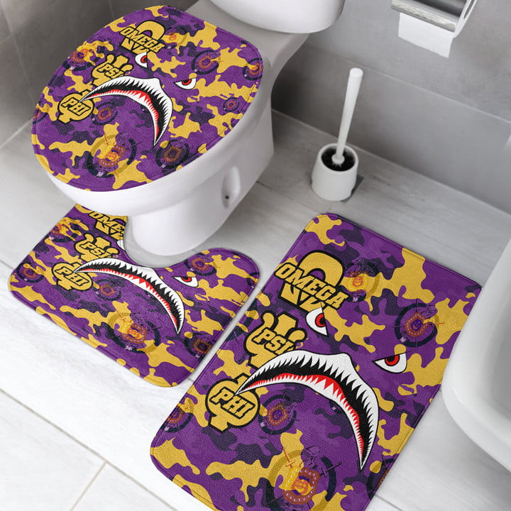 AmericansPower Bathroom Set - Omega Psi Phi Full Camo Shark Bathroom Set | AmericansPower
