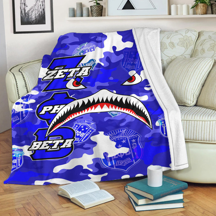 AmericansPower Premium Blanket - Zeta Phi Beta Full Camo Shark Premium Blanket | AmericansPower
