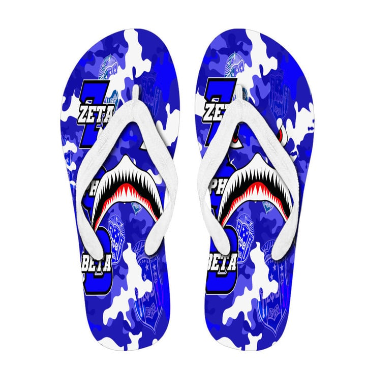AmericansPower Flip Flops - Zeta Phi Beta Full Camo Shark Flip Flops | AmericansPower
