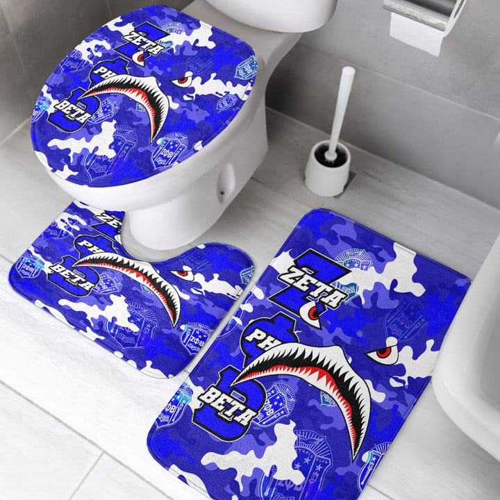 AmericansPower Bathroom Set - Zeta Phi Beta Full Camo Shark Bathroom Set | AmericansPower
