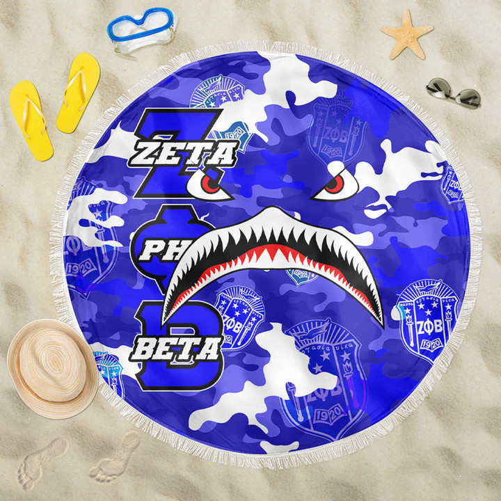 AmericansPower Beach Blanket - Zeta Phi Beta Full Camo Shark Beach Blanket | AmericansPower
