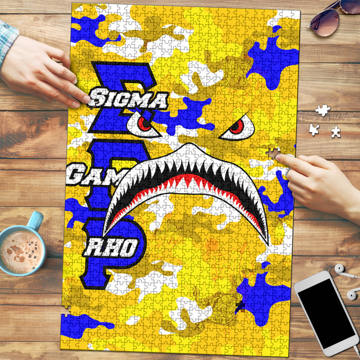 AmericansPower Jigsaw Puzzle - Sigma Gamma Rho Full Camo Shark Jigsaw Puzzle | AmericansPower
