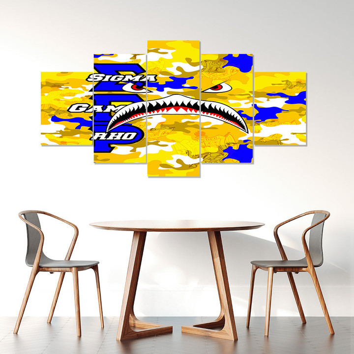 AmericansPower Canvas Wall Art - Sigma Gamma Rho Full Camo Shark Canvas Wall Art | AmericansPower
