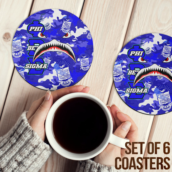 AmericansPower Coasters (Sets of 6) - Phi Beta Sigma Full Camo Shark Coasters | AmericansPower

