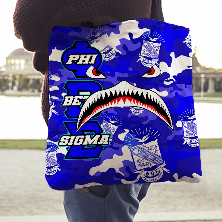 AmericansPower Tote Bag - Phi Beta Sigma Full Camo Shark Tote Bag | AmericansPower
